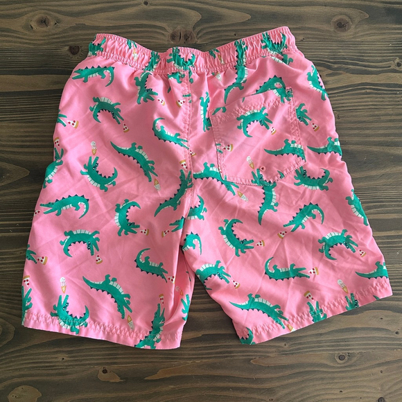 Boys Cat & Jack Pink Green Alligator Swim Trunks XL (16) Pizza Ice Cream Print - Picture 4 of 5
